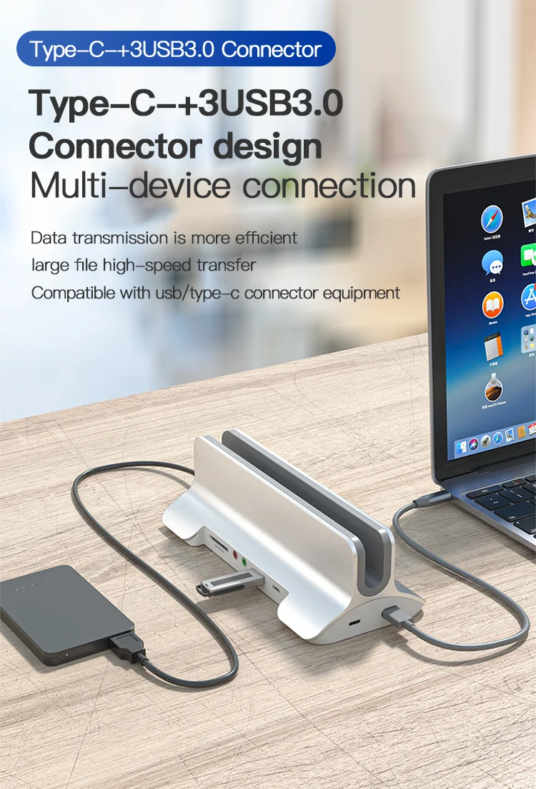  Двухпортовый Usb-концентратор 3 0 высокоскоростной Usb C-порт type-c многопортовый адаптер серебристый компьютер OEM зарядная док-станция для