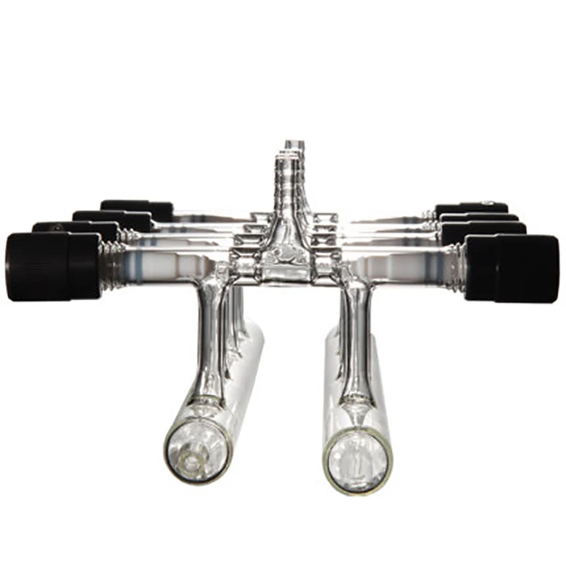 Lab Supplies Glass Simgle/Double Manifold Vacuum Gas Distributor for Schlenk Line with 3/4/5/6-Ports PTFE/Glass  Stopcocks
