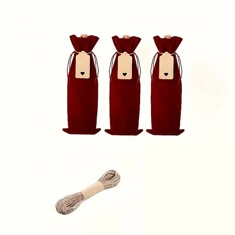 Linen Wine Bags Rustic Twine Closure Red Wine Bottle Pouches Party Supplies Home Kitchen Decor No Power Required