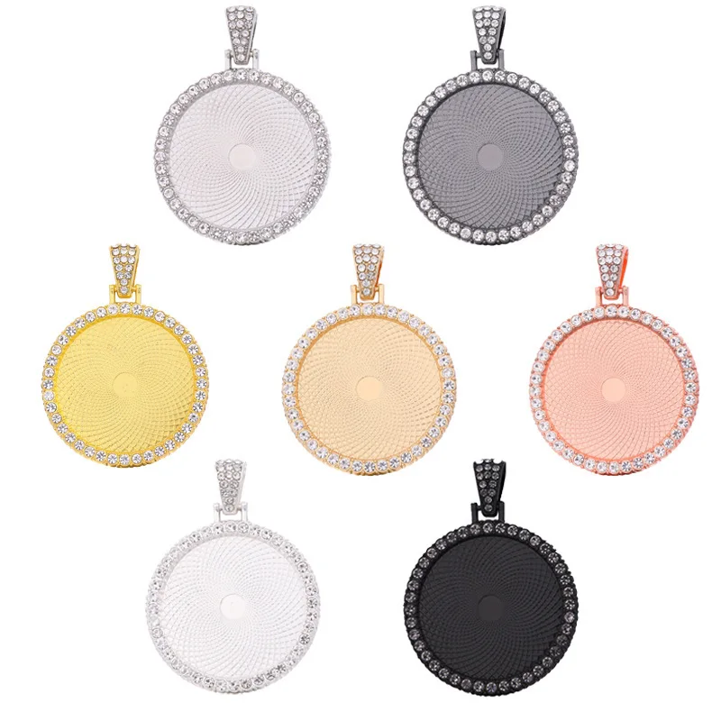 50pcs 25/30mm Inner Size Rose Gold/Silver/Black Plated Transparent Rhinestone Cabochon Base Setting Charms Pendant