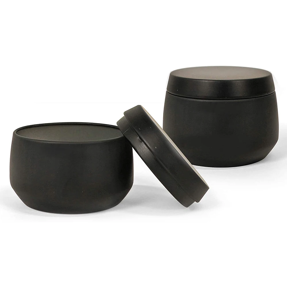 NEWSPHERE 2oz 4oz 8oz luxury semi circle black candle vessel tin jar for diy candle making