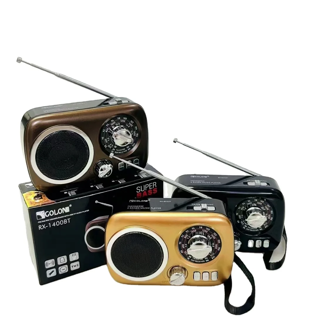Hot selling   AM FM Multi Band Radio  USB/TF Music Player Portable Retro Radio Receiver RX-855BT