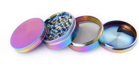 Hot Selling 4 Pieces Handle Herb Grinder Custom Logo Zinc Alloy Smoking