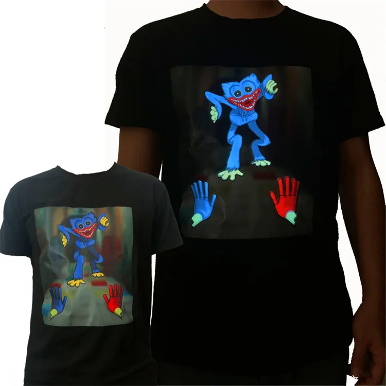 Party Rave Supply Washable Light Up Flashing light up EL Equalizer Sound Active Led T Shirts