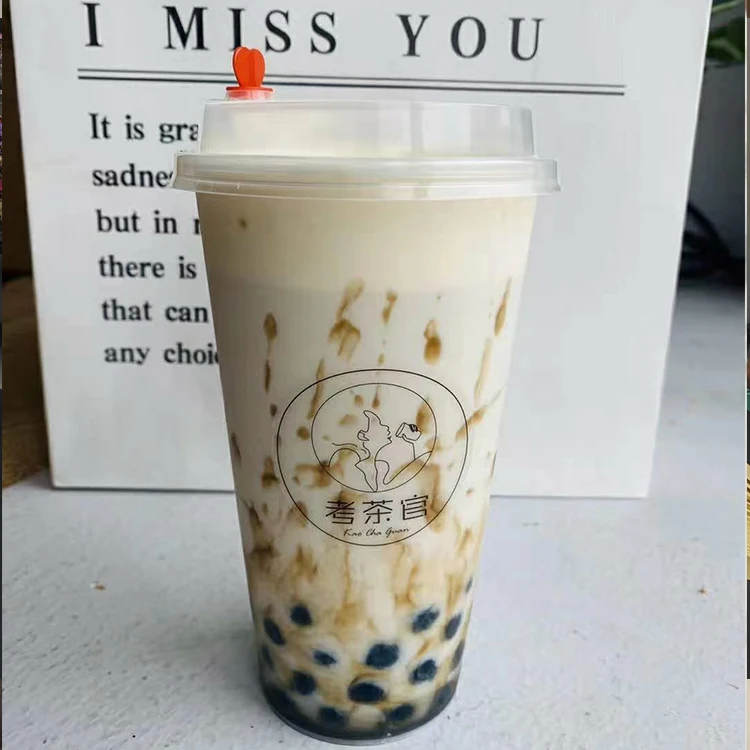 Custom Logo Disposable Plastic Bubble Milk Tea/Coffee/Fruit Juice Cups With Lids For Cold/Hot Drinks