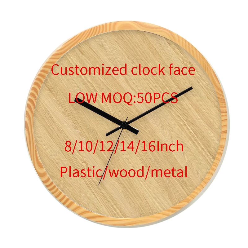 Customized Silent Non-Ticking Quartz Simple Modern Reloj De Pared Round Natural Wood Wall Clock for Bedroom Kitchen