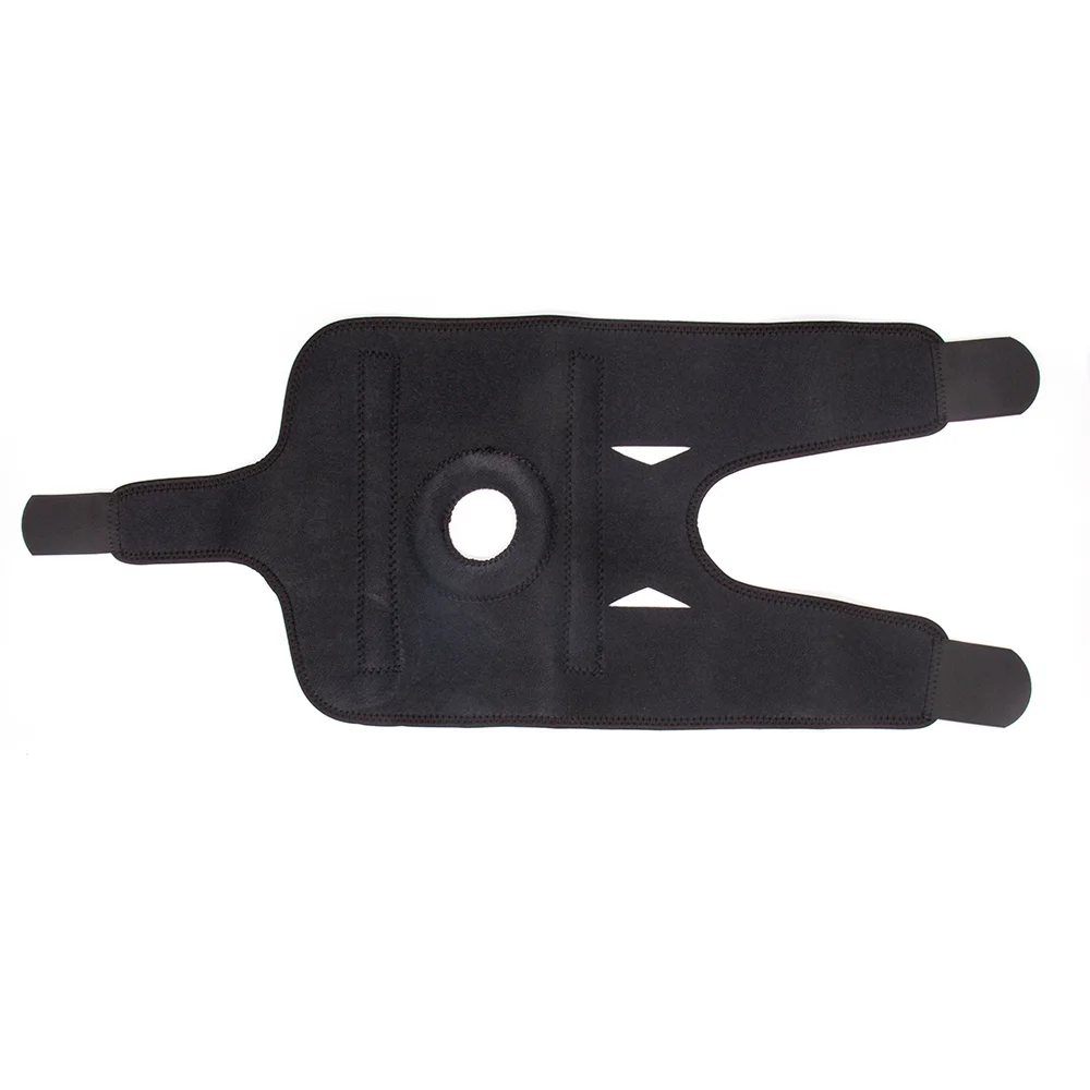 Black breathable adjustable neoprene sports open patella knee brace