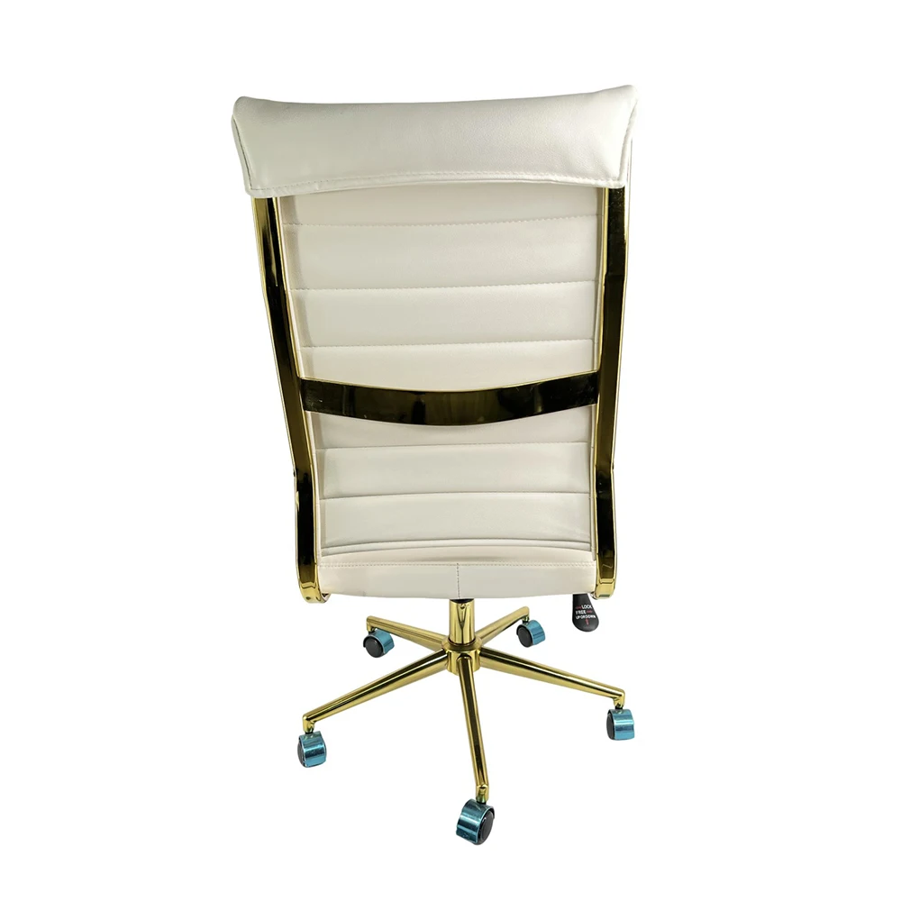 High quality PU leather  high back chair with wheels soft cushion memory foam luxury  gold office chair