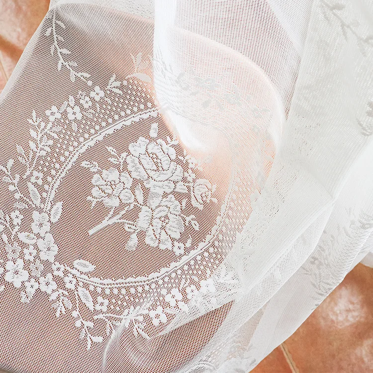 New Romantic Rose Lace Curtain Luxury For Living Room Curtains