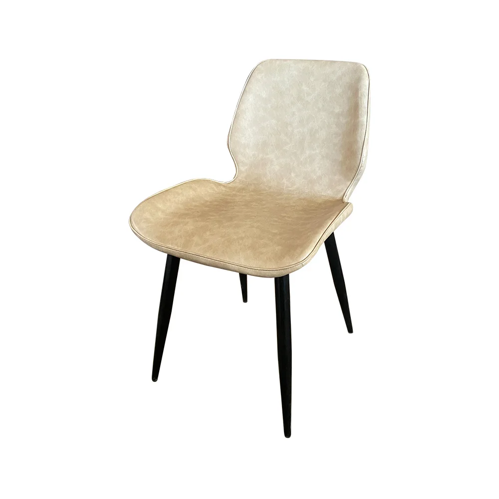 Nordic Modern Banquet Chairs PU Surface Metal Legs Home Furniture High Back Leather Metal Legs Dining Chairs