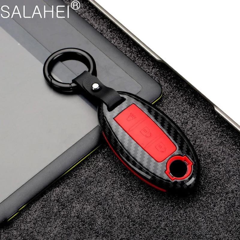 Carbon Fiber Pattern Car Key Cover Case For Nissan Teana X-Trail Qashqai Livina Sylphy Tiida Sunny March Murano Geniss Juke
