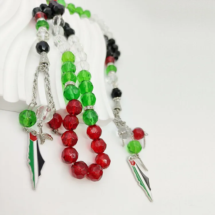 In Store 33 Beads 10mm Islamic Palestine Flag  bracelets Tasbih Prayer Beads