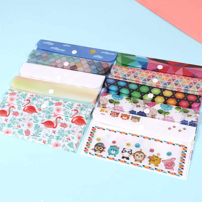 A4 Size Document Folder with Snaps Buttons Plastic PP File Envelope Bag