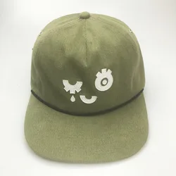 Custom Flat brim unstructured Hats Snap Back cap Wholesale Green 5 panel cap