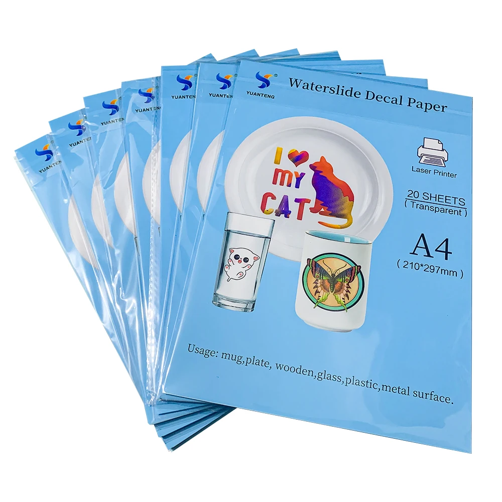 A4 Blue Backing Waterslide Decal Paper Laser Clear 100 Sheets Water Slide Transfer Paper Printable  Film
