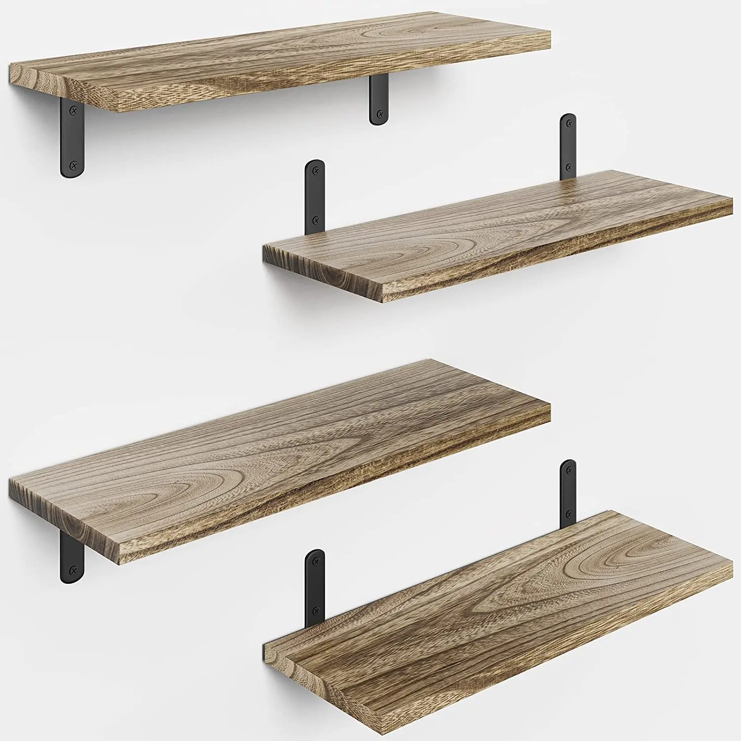 Farmhouse Style Rustic Wood Bathroom Shelves Set of 4 Floating Wall Shelves