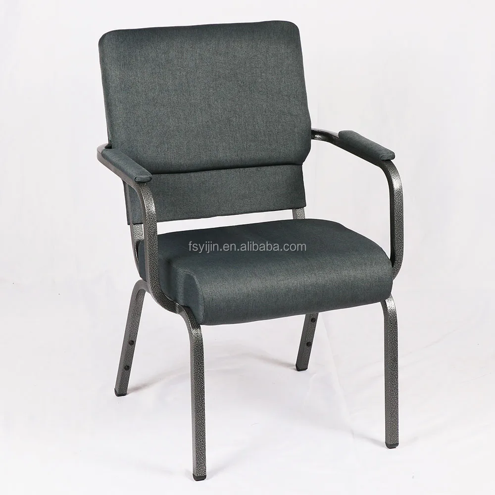 New design interlocking iron steel metal armrest church prayer chairs with arms