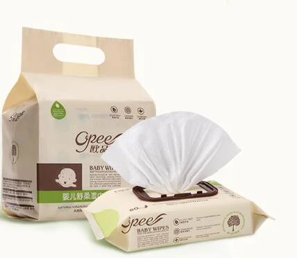 100% Natural Flushable Wet Wipes With Vatimin E disposable unscented  baby face cleaning wet wipes customized brand