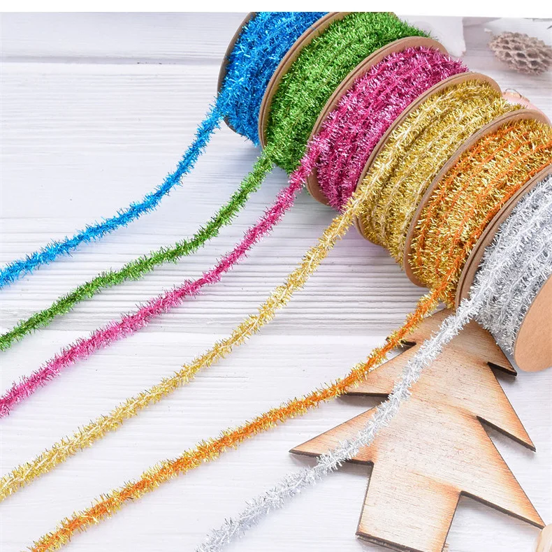 Christmas tree gift packaging fringe wool tops ribbon decoration gold leaf silk thread Christmas latte art ribbon 20 yards_15