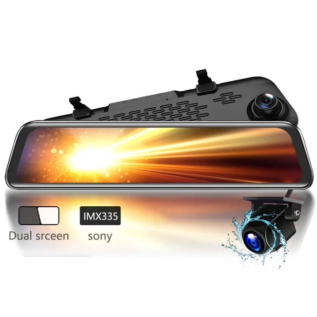 OBDPEAK H5 2K Car DVR 12 Inch Touch RearView Mirror Dual Lens Dashcam Car Camera G-sensor Video Recorder with Rear View Lens