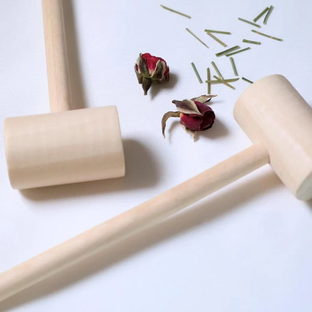 Bar Tools Accessories Solid Wooden Handle Hammer Canvas Bag Ice Crushed Wooden Hammer Mallet