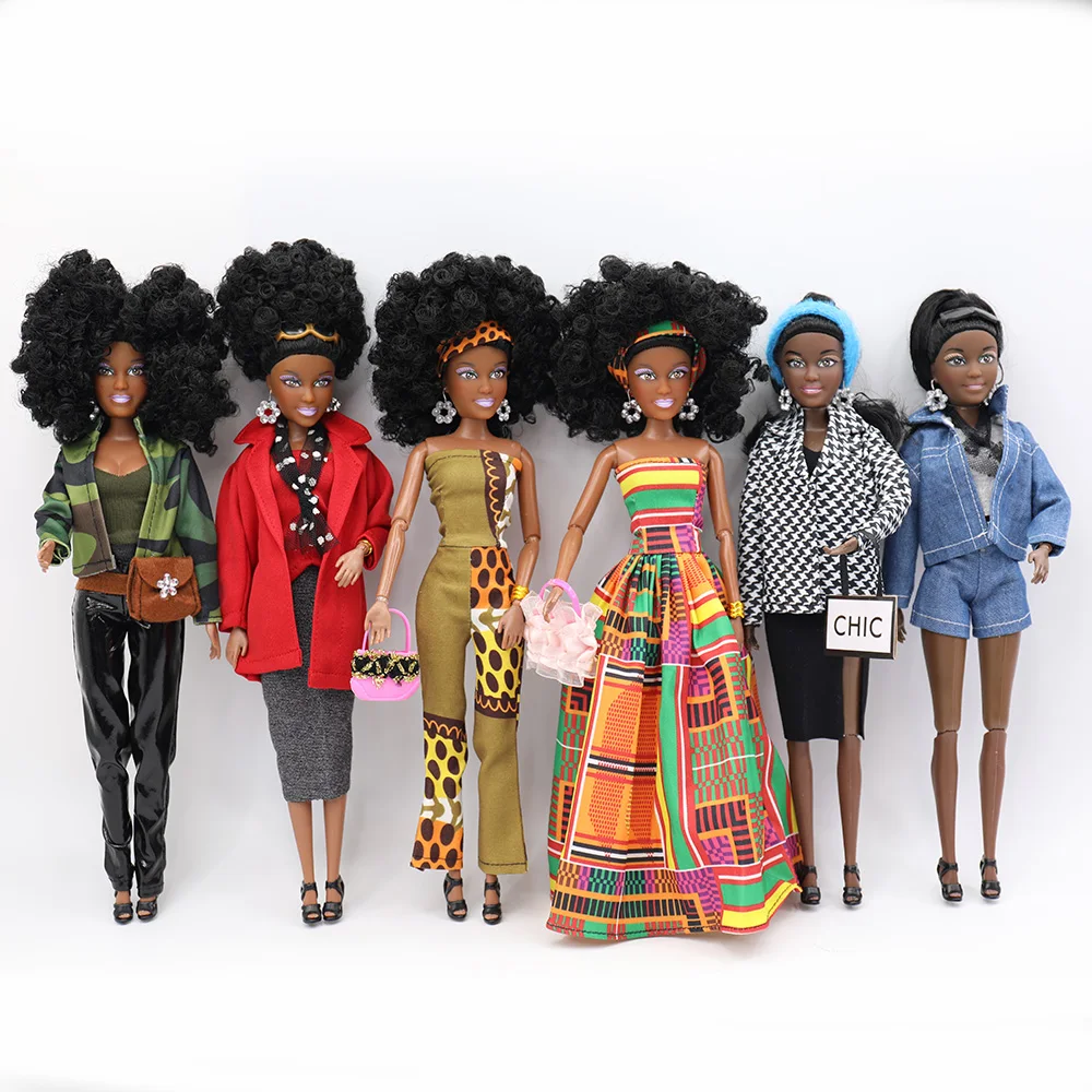 12.5 Inch silicone baby dolls born pretty Black Girl Doll with Fashion Dress for Kids