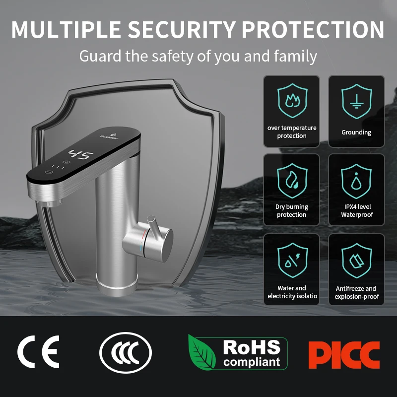 Fauctory Manufacturer Robinet Lavabo Bathroom Mixer Faucet Instant Hot Water Tap Electric Water Heater Kitchen Faucet 220V3400W