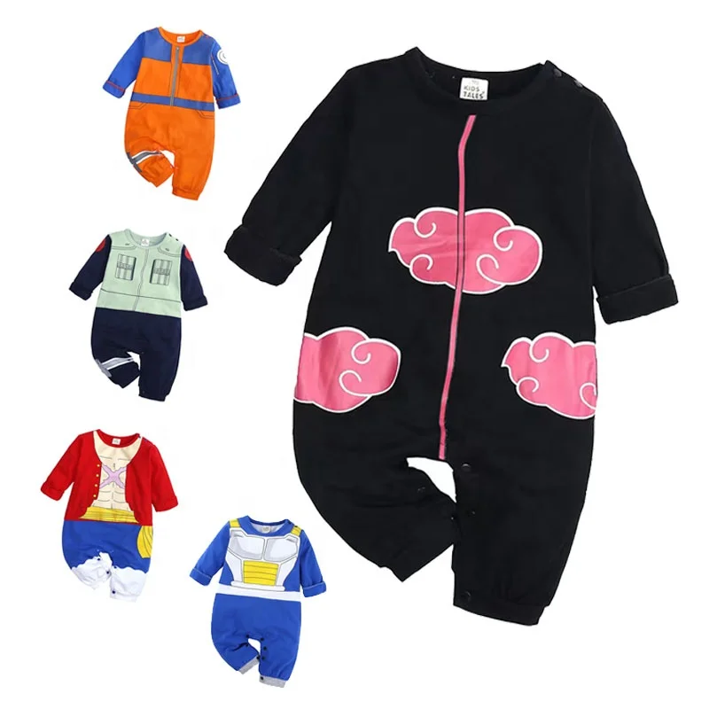 3 6 9 12 to 18 Month Infant Clothing Boy Vegeta Akatsuki Kakashi One Piece Luffy Cosplay Anime Costumes for Baby Jumpsuit Winter