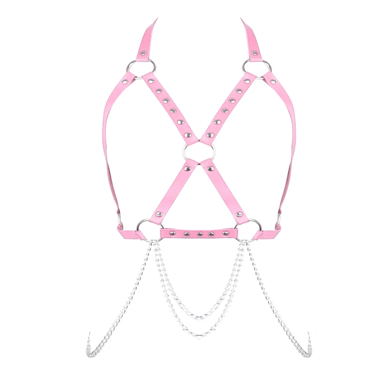 Women Punk Body Harness Leather Gothic Rave Party Night Body Chain Body Chain Set Costume Party Dance Festival Accessory