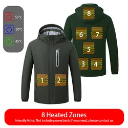 Electrical warming clothes usb warmer 8 heat zones jacket man heated jacket battery heat winter jacket