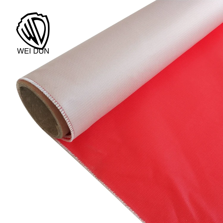 0.45 mm 15 oz. One side red fireproof fiberglass silicone coated rubber fabric