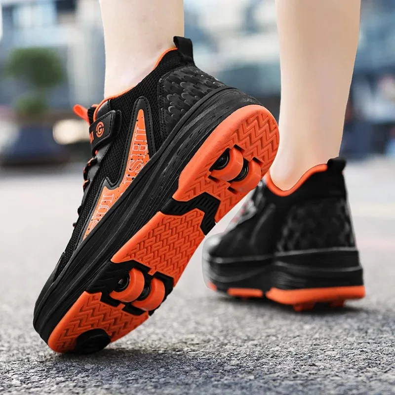 Fashionable Cool Roller Skates for Kids Outdoor Running Sports Summer Winter Spring PU Rubber Insole Synthetic Upper Mesh Lining