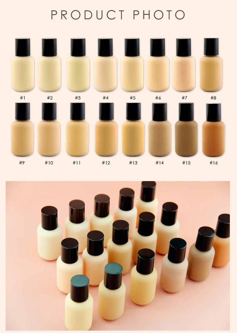 
no logo 16 Colors Makeup Private Label Liquid Foundation Full Coverage Foundation wholesales 