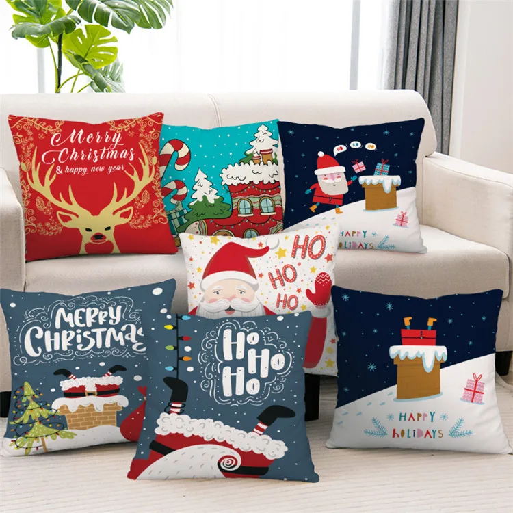Factory price hot sale 3D custom printed linen cushion cover sofa luxury christmas throw pillow cover