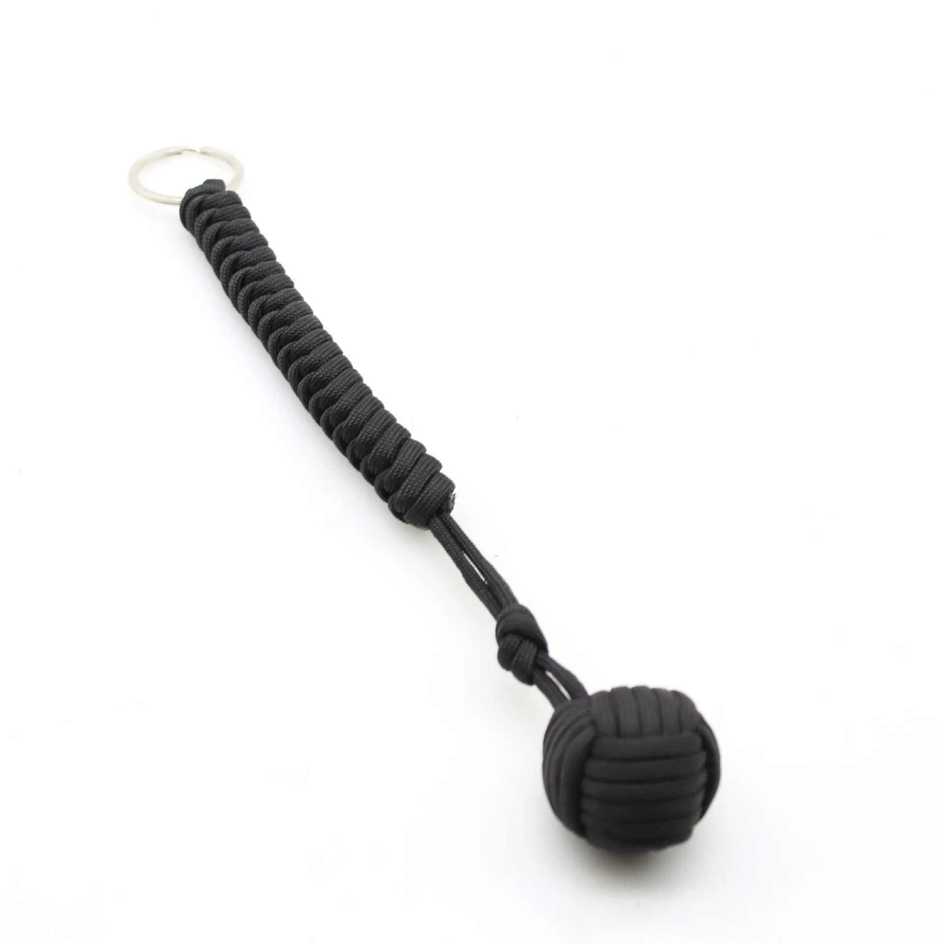 Custom Wholesale Survival Braided Knot Ball Custom Braided Lanyard Ball Monkey Fist Paracord Keychain With Key Ring