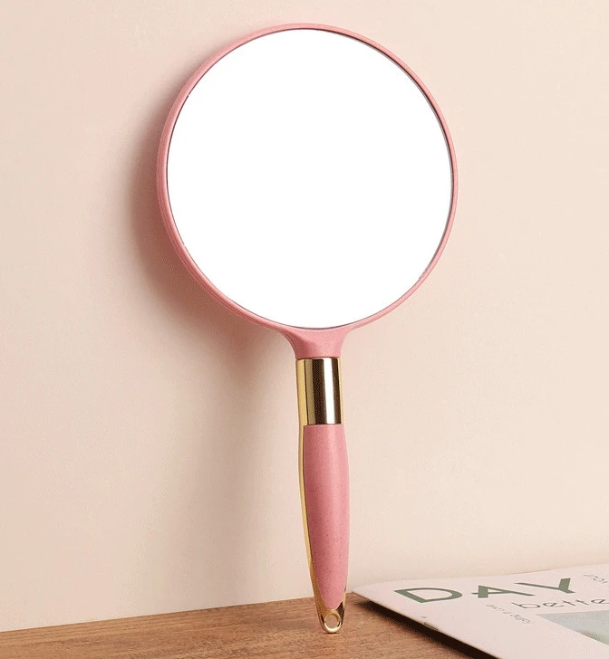 Custom European Style Vanity Hand-held Cosmetic Mirror Vintage Hand Mirror With Handle For Salon Barber Hairdressing Makeup