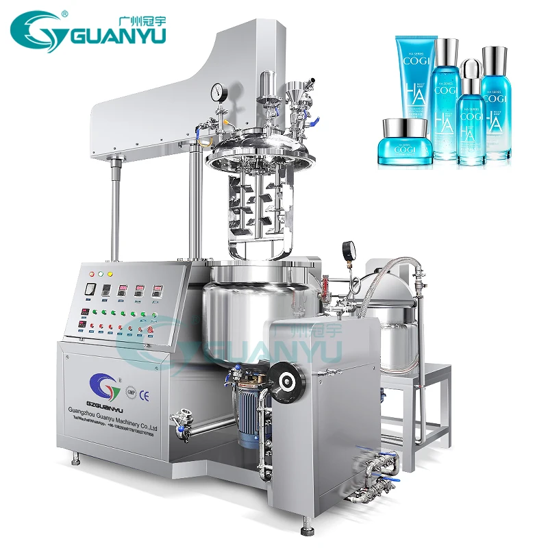 Guanyu 50L Facial Cream Vacuum Mixer Cosmetic Making Machine Toothpaste Making Equipment Vacuum Emulsifier Mixer Homogenizing