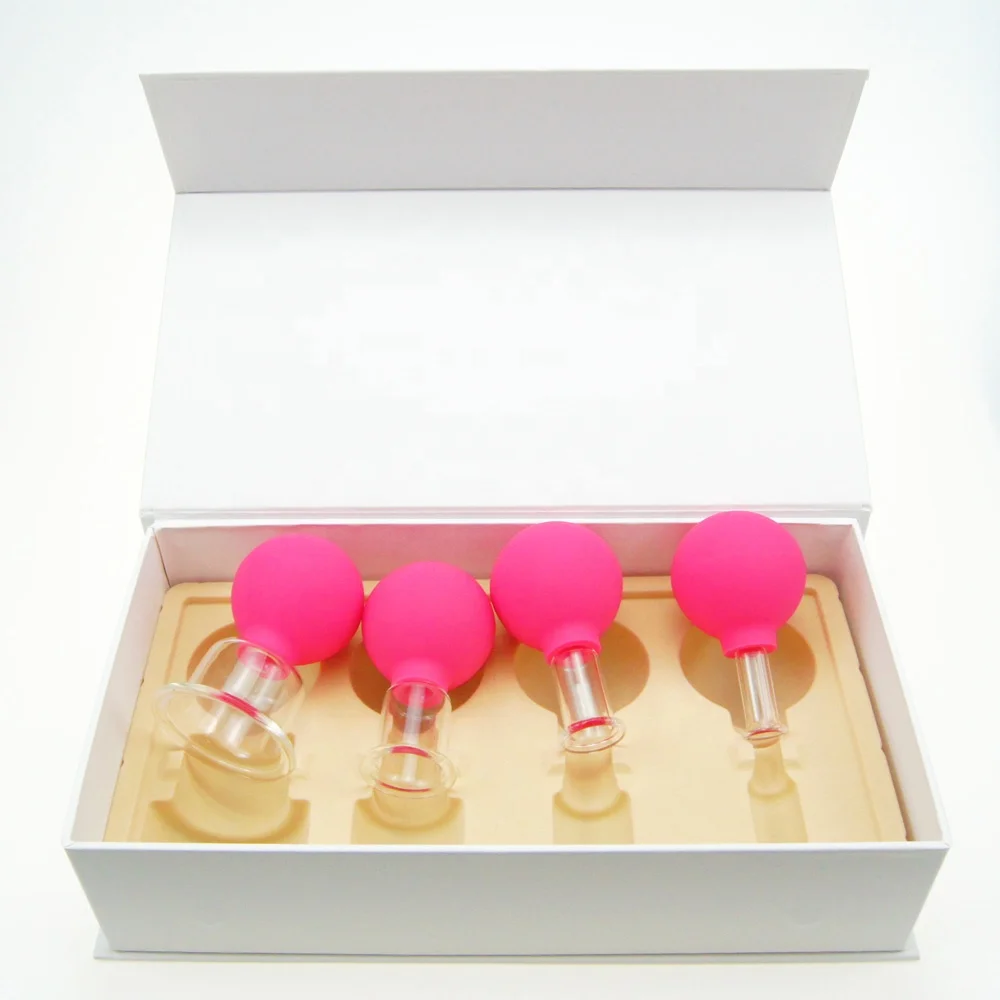 Anti cellulite vacuum Body Facial Massage Suction Glass Cupping set of 4 - facial rejuva cup