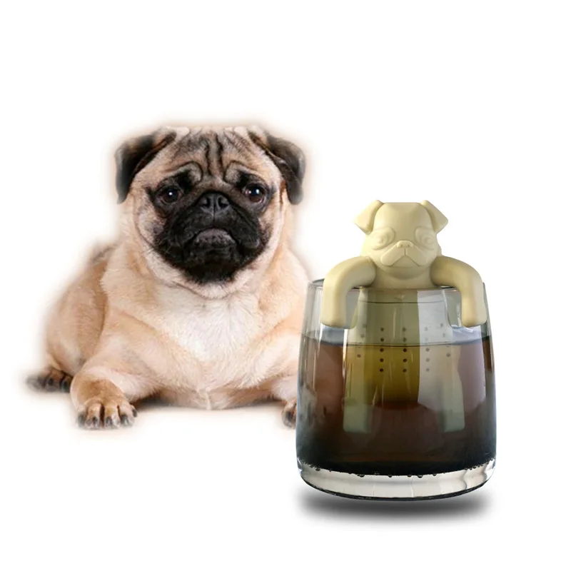 Cute Pug Food-grade Silicone Tea Leaf Strainer Infuser Herbal Spice Filter