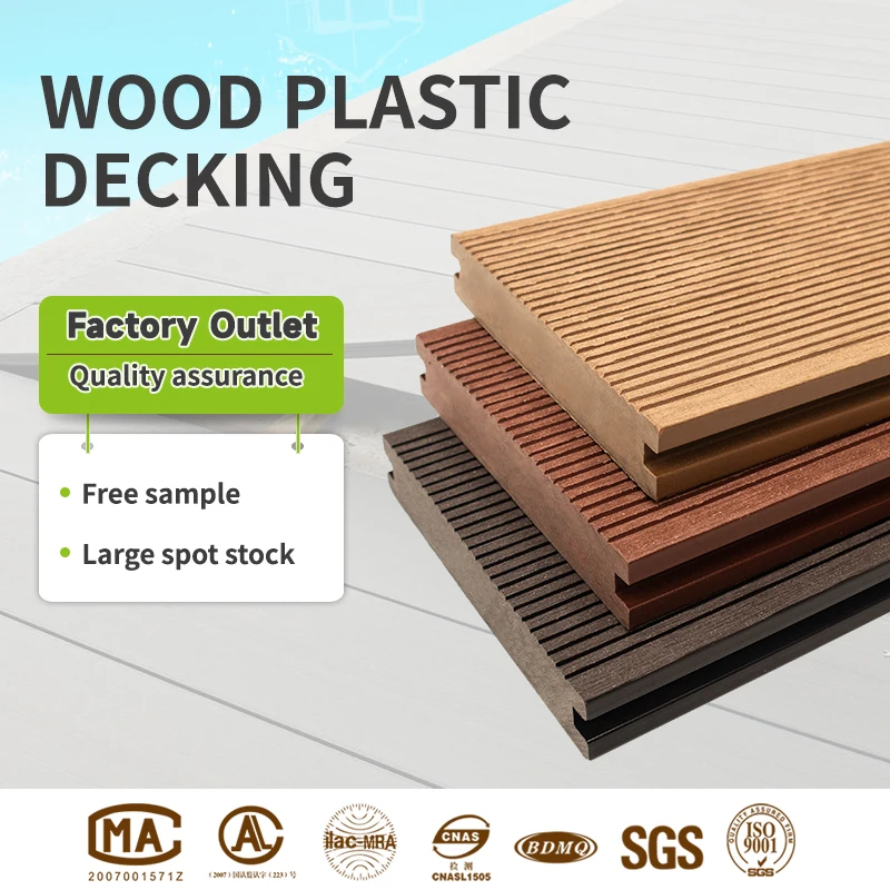 Outdoor Solid Lumber Flooring Wood Plastic Composite Floor WPC Waterproof Decking Outdoor Solid Wood Flooring