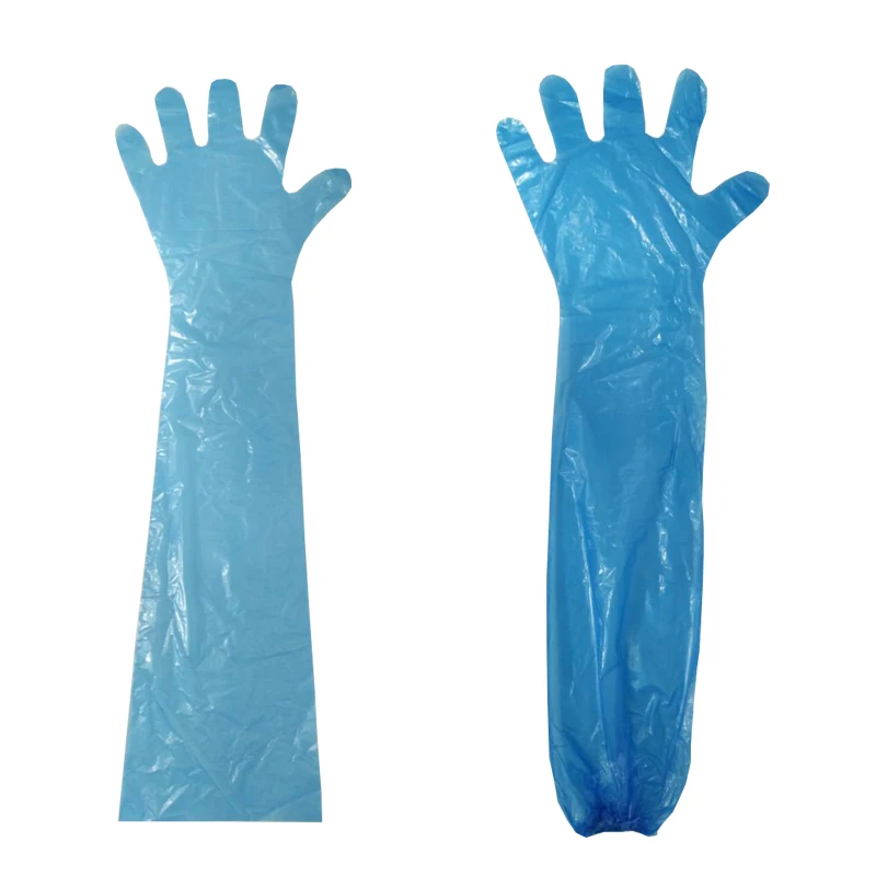 LDPE long plastic veterinary elbow glove for animal use