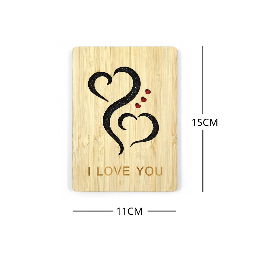 Прямые бамбуковые складные открытки в форме сердца на День святого Валентина от производителя