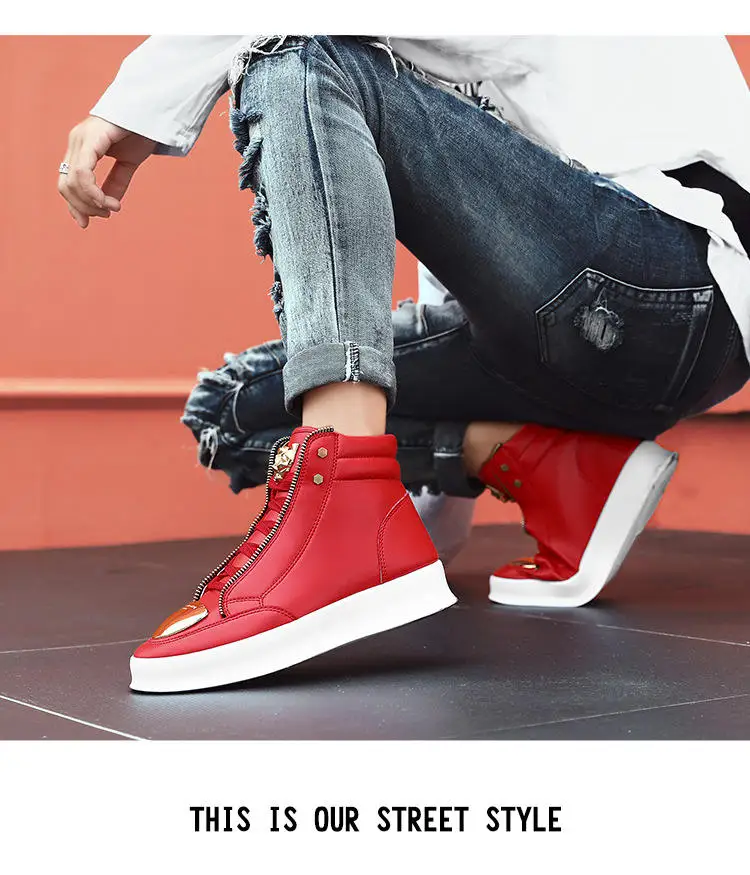 Europe And America Fashion Luxury Men Sports Casual Sneakers High Quality Casual Shoes Men High-top Leather Boots For Men