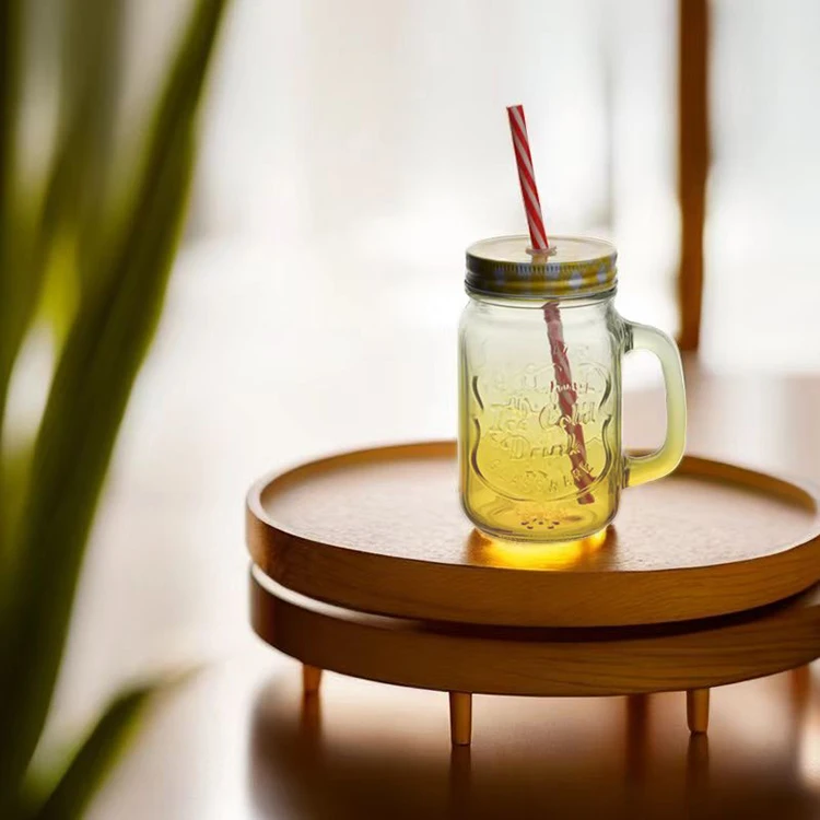 Food Grade promotional Square gradient color With lid And straw 500 ml 17 oz Cute Mugs with Color customization