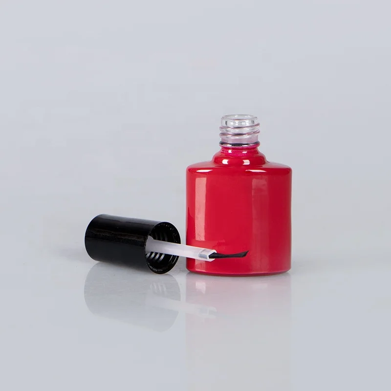 Empty 7ml red custom made nail polish glass bottle luxury with plastic black cap