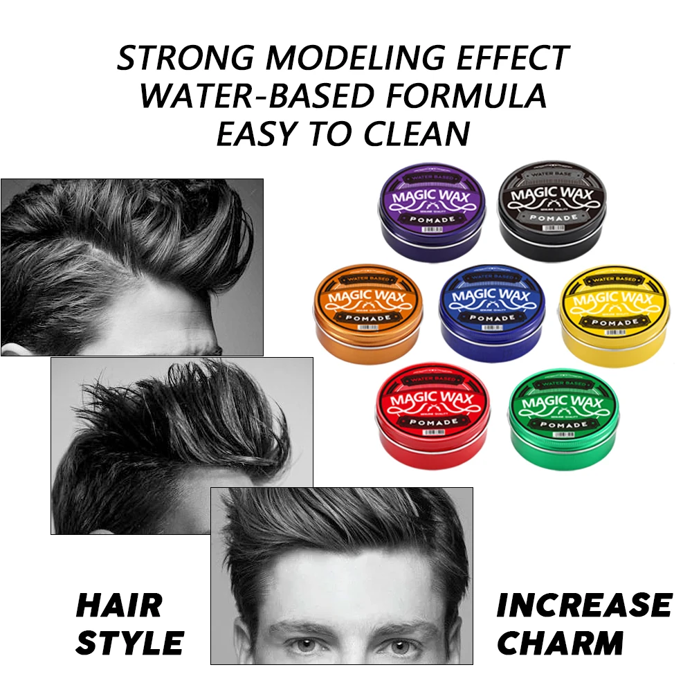OEM/ODM Colorful Aluminum Box Magic Hair Wax Alcohol Free Fashion Hair Pomade Men Styling Hair Wax
