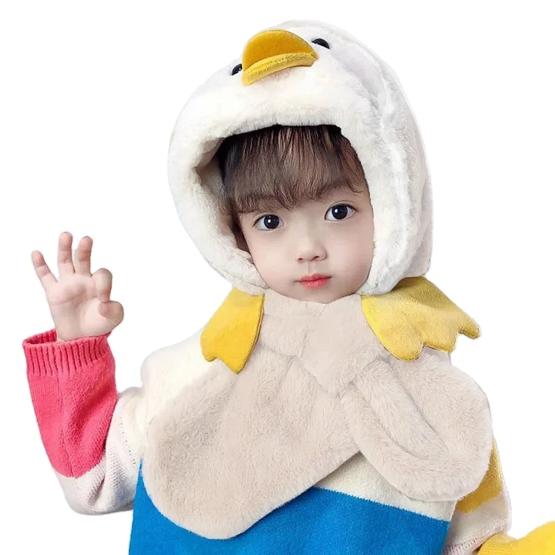 Зимний лидер продаж детский шарф с капюшоном ветрозащитный Детский плюшевый пуловер теплая детская шапка героями мультфильмов