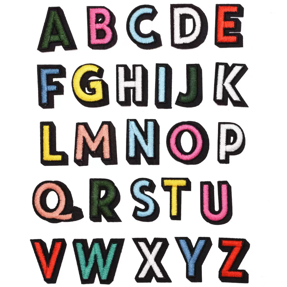 Wholesales Fashion Full Embroidery Patch 26 English Letter Decoration Patch Iron on Letters In Bulk Sew on Embroidered Letter