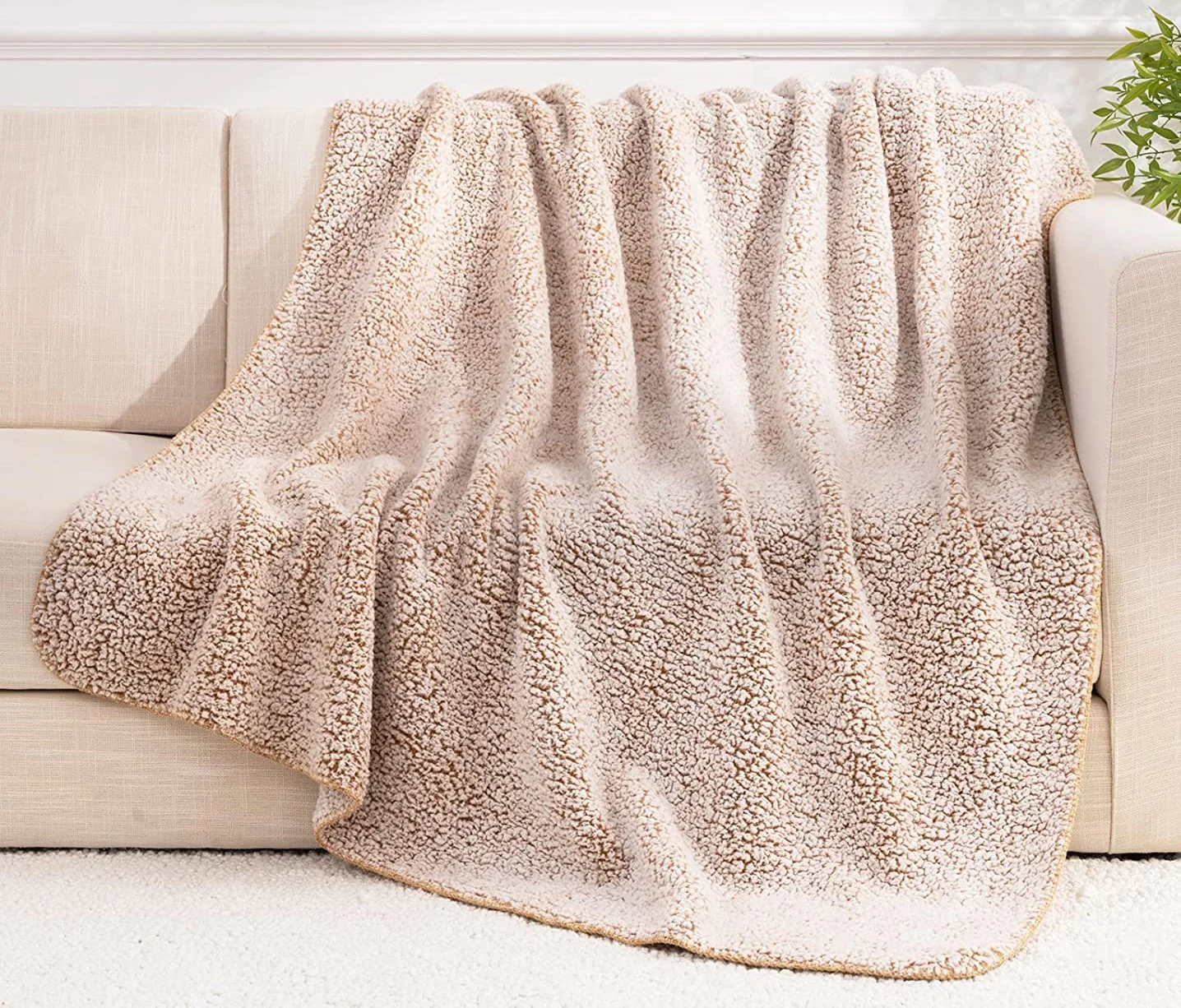 new arrival factory custom wholesale blanket 2 TONE OMBRE fleece sherpa blanket FROSTED sherpa throw fluffy cuddly blankets
