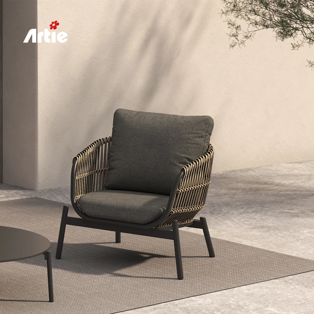Artie Luxury Patio Garden Wicker Sofa Furniture Outdoor Leisure Outdoor Armchair Sofa Single Garden Sofa